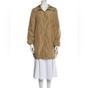 Akris Punto Silk Water Repellent Khaki Trench Coat Sz 8